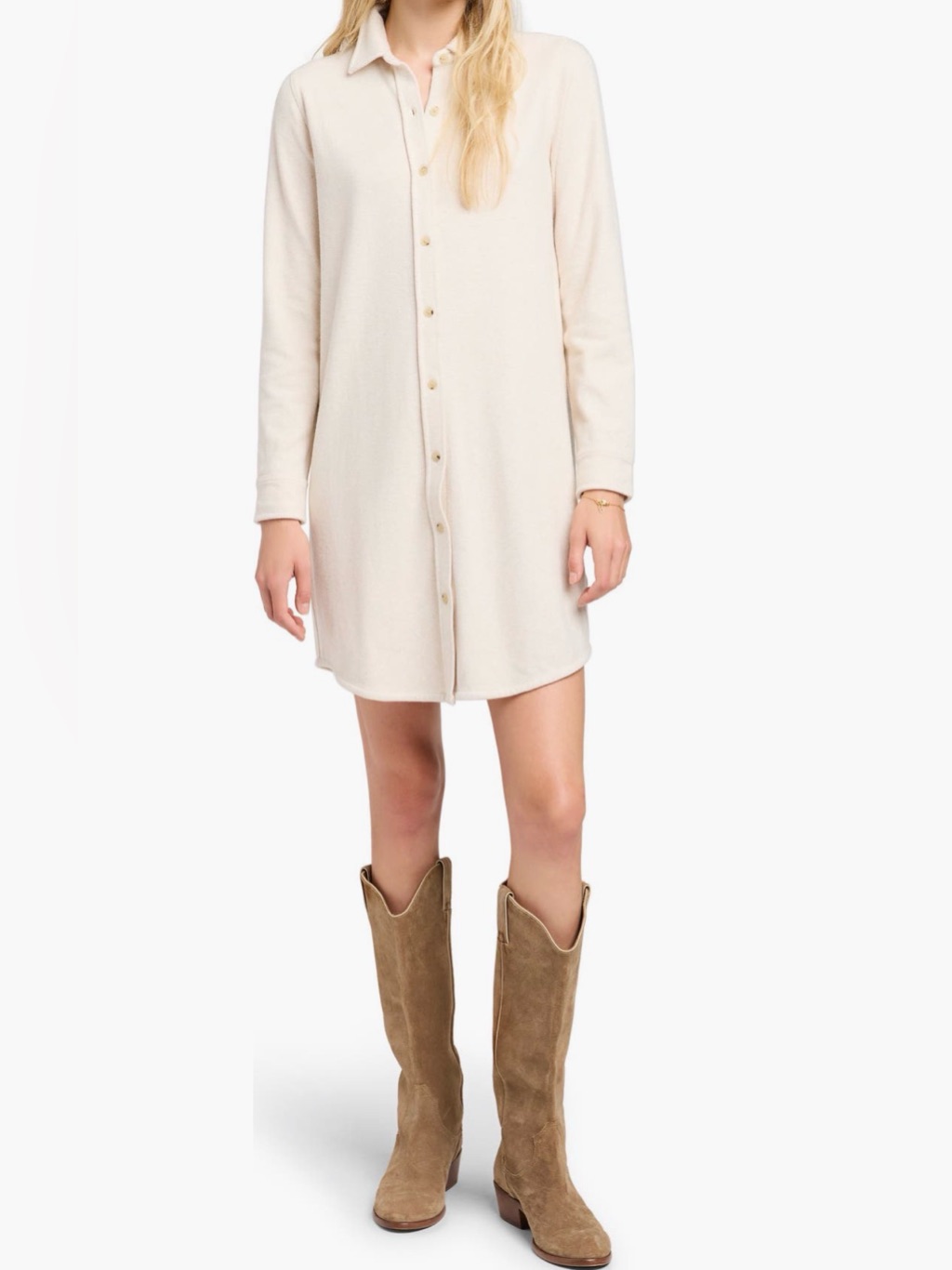 Faherty Legend Sweater Shirt Dress Xs Off White Cozy Casual Warm Luxury Nwot